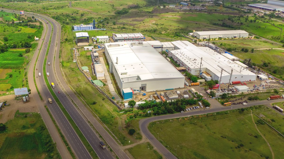 Aerial view production site in India